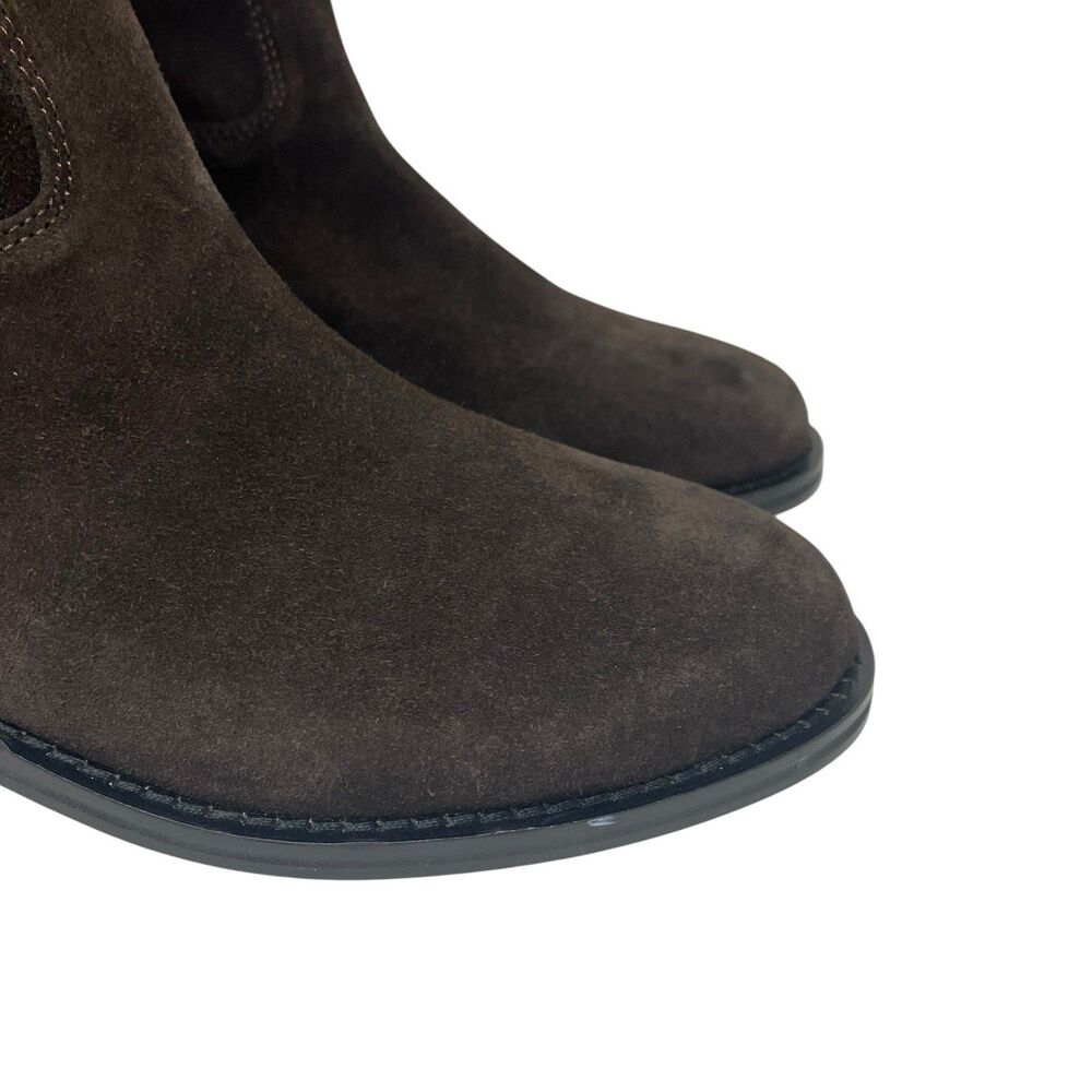 J Crew Brown Suede Mid Calf Pull On Leather Western Boots Ranch Luxe Womens 9 - Picture 4 of 14